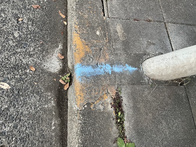 鶴見中継所復路の中継点の印（青いライン）